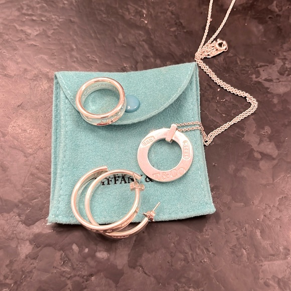 SET! EUC Tiffany & Co 1837 bundle.   Medium hoop earrings. - Picture 1 of 5
